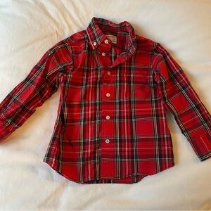 Crewcuts Red Tartan Plaid Button Down Toddler Boy Shirt